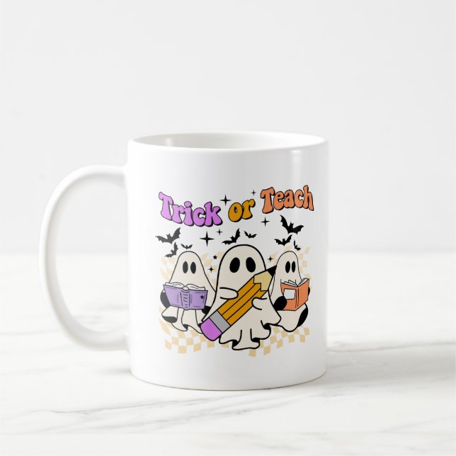 Mug Tri Ou Enseigner Rétro Halloween Tshirt enseignant (Gauche)
