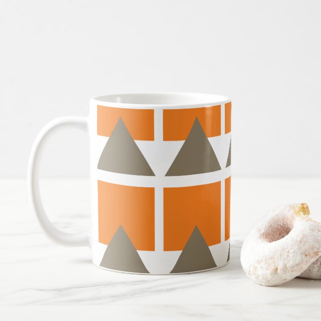 Mug Triangle géométrique Carré gris orange (Avec donut)