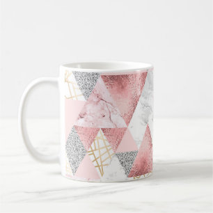 Mug Triangles d'argent d'or géométrique, motif en marb