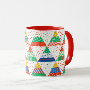 Mug Triangles de Noël en patchwork colorés festifs