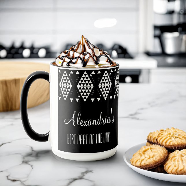 Mug Triangles géométriques blancs personnalisés (Créateur téléchargé)