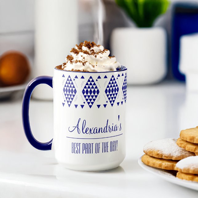 Mug triangles géométriques bleus personnalisés (Créateur téléchargé)
