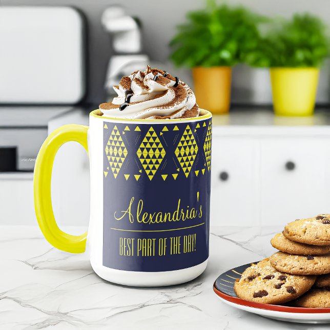 Mug Triangles géométriques jaunes personnalisés (Créateur téléchargé)
