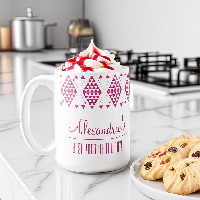 Mug Triangles géométriques roses personnalisés (Créateur téléchargé)
