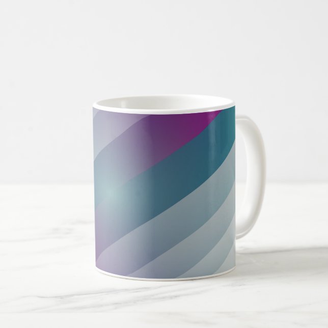 Mug triangles gris magenta turquoise (Devant droit)