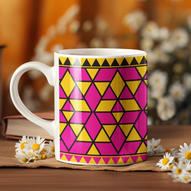 Mug Triangles rose et jaune Motif (Mugs)
