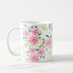 Mug Triangles roses abstraits imprimé mosaïque moderne