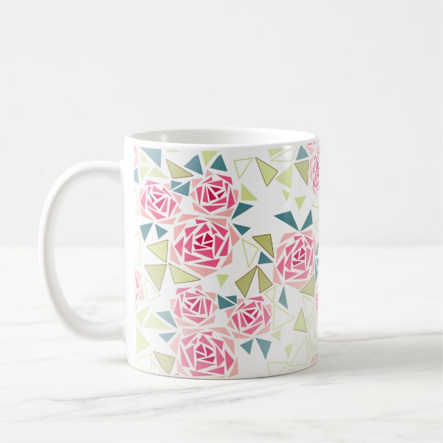 Mug Triangles roses abstraits imprimé mosaïque moderne (Gauche)
