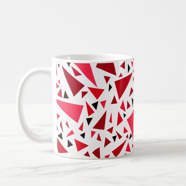 Mug triangles rouges carmin sur fond blanc rétro (Gauche)