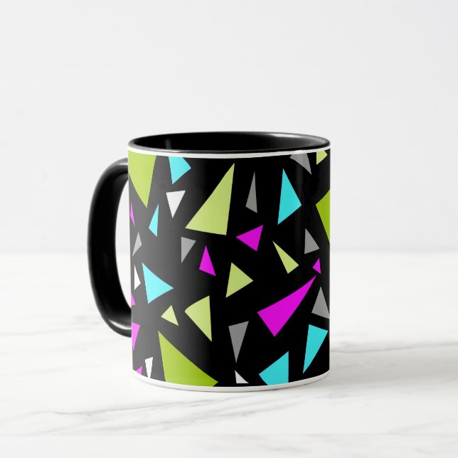 Mug Triangles vert crimson couleurs sur l'arrière - pl (Devant gauche)