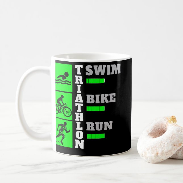 Mug Triathlon Triumph : Baignade, Vélo, Course acesspo (Avec donut)