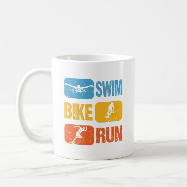 Mug Triathlon vintage - Course à vélo de natation (Gauche)