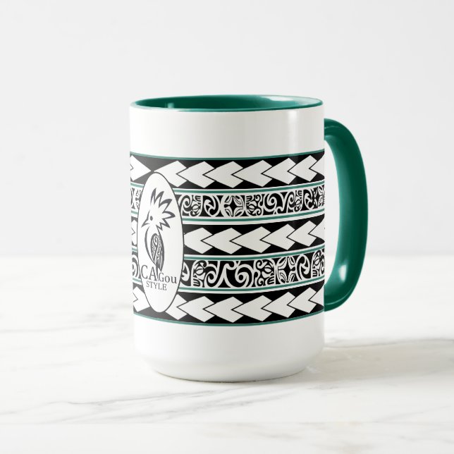 Mug Tribal Ethnic Vert Chasseur (Devant droit)