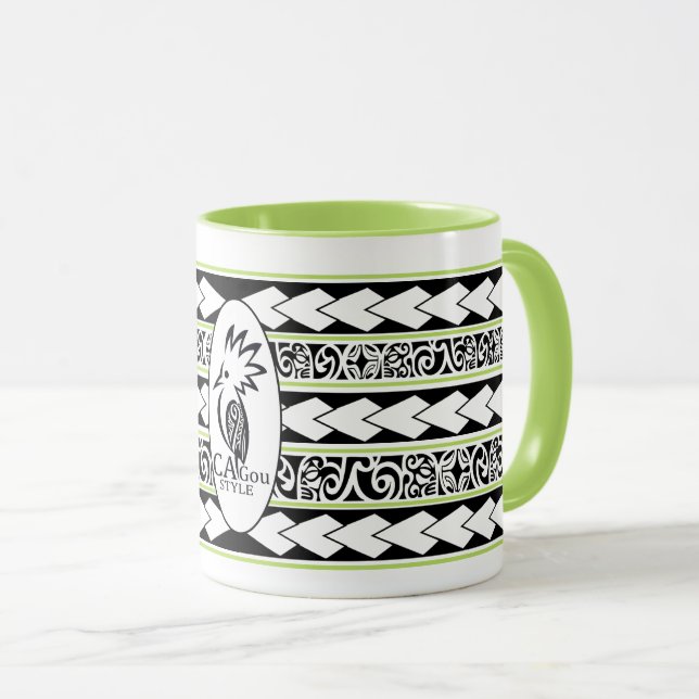 Mug Tribal Ethnic Vert Pomme (Devant droit)