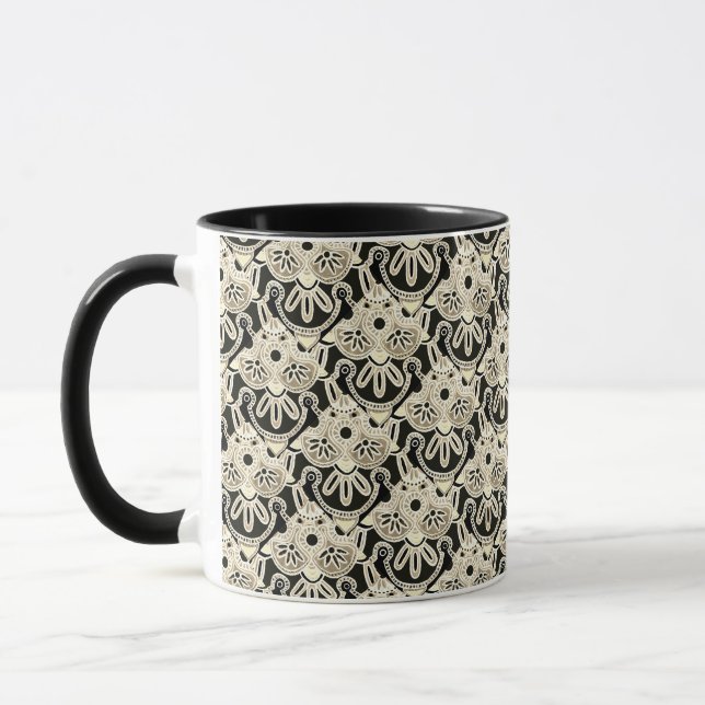 Mug tribal noir, blanc et bronzé (Gauche)