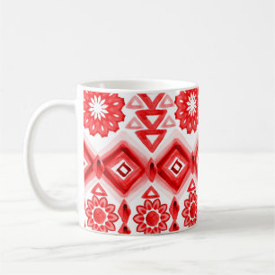 Mug Tribus rouge, motif ethnique aquarelle.