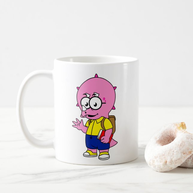 Mug Tricératops Nerd Avec Sac À Dos Et Manuel. (Avec donut)