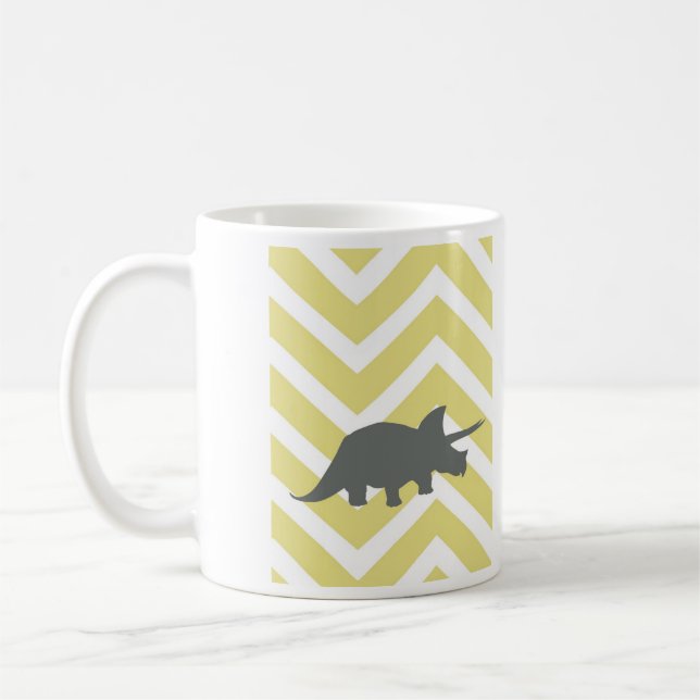 Mug Triceratops sur le chevron de zigzag - jaune (Gauche)