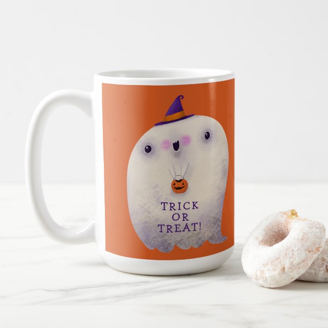 Mug Trick de déco d'Halloween ou traiter un joli fantô (Avec donut)