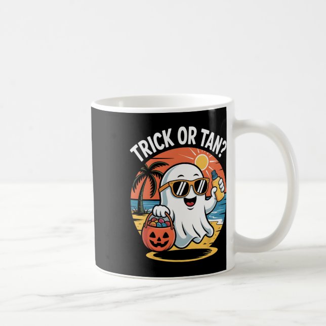 Mug Trick Or Tan Drôle Halloween Mignon Fantôme Plage  (Droite)