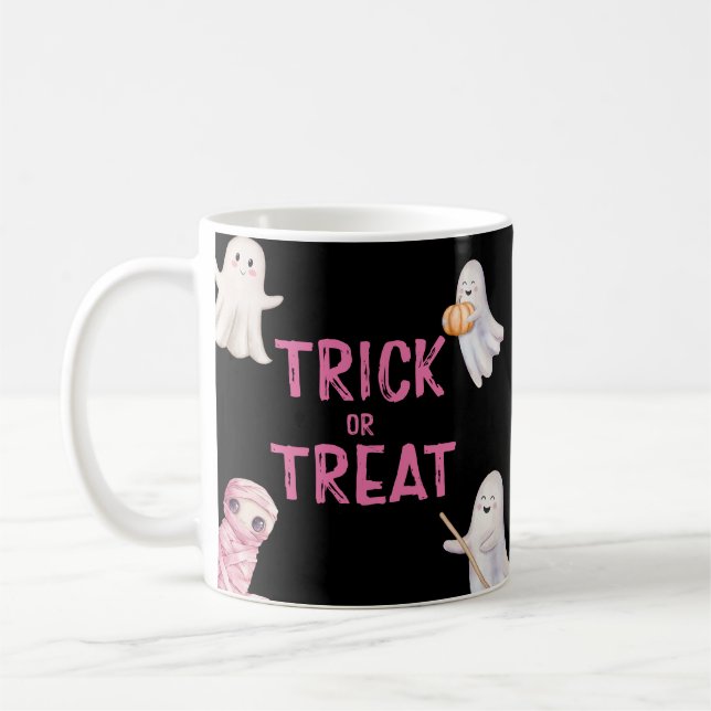 Mug Trick Or Three Halloween Ghost Anniversaire Fête (Gauche)