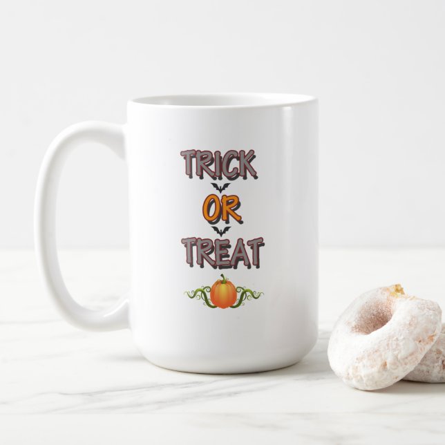 Mug Trick or Treat Célèbre citation de soirée de fête  (Avec donut)