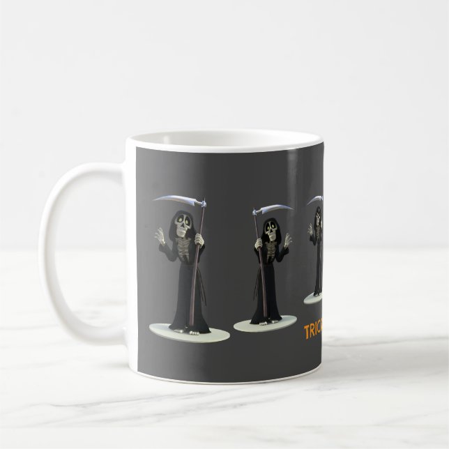 Mug Trick or Treat. Grim Reaper de dessin animé (Gauche)