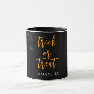 Mug Trick or Treat Toile d'araignée Nom personnalisé -