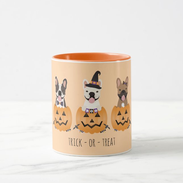 Mug Trick Ou Treat French Buldogs Citrouille (Centre)