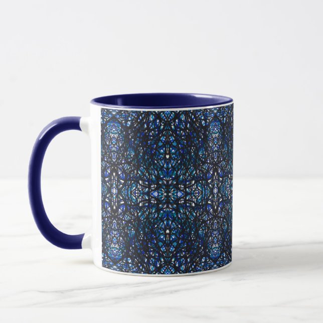 Mug Trickster Bleu Noir Abstrait Encre De Chine Art (Gauche)