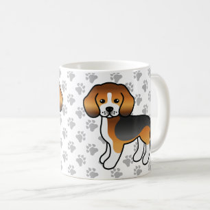 Mug Tricolore Beagle mignon caricature Chien & Pâtes