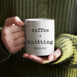 Mug Tricot de café personnalisé - Knitter de texte mod<br><div class="desc">Pour les tricoteurs qui ont besoin de leur café pour rester créatifs, cette tasse de café personnalisable est la parfaite allumette! Avec une citation tricot amusante, cette tasse peut être personnalisée avec votre nom et un message spécial, ce qui en fait un cadeau réfléchi pour les passionnés de tricot dans...</div>
