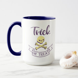 Mug Tricoter ou traiter les os croisés du crâne Ruban