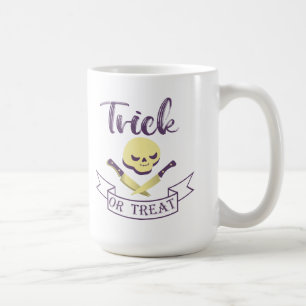 Mug Tricoter ou traiter les os croisés du crâne Ruban