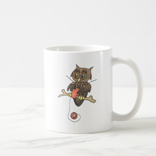 Mug tricoteuse knifty de hibou et de fil (Droite)