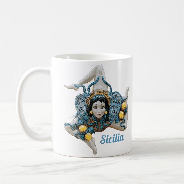 Mug Trinacria of Sicily Three Legged symbol Sicilia (Gauche)