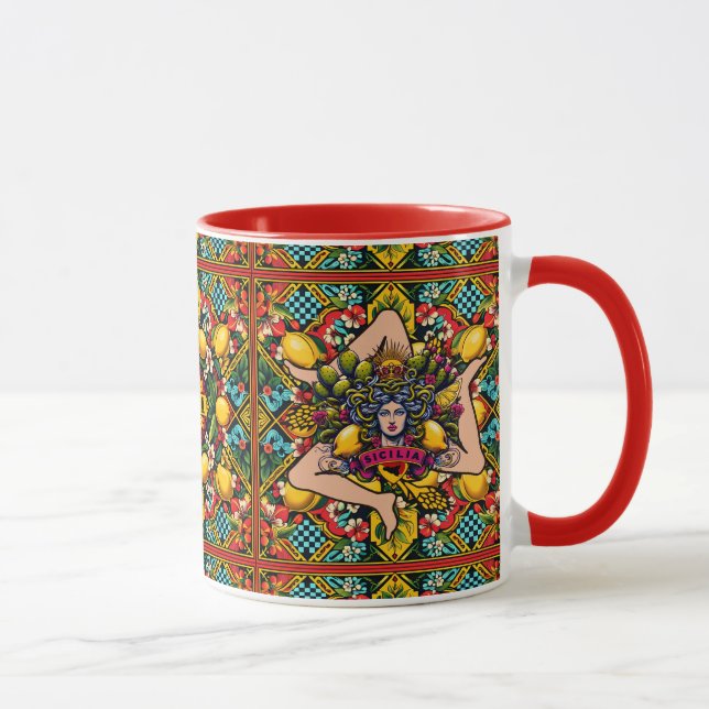 Mug Trinacria Sicilia Motif sicilien (Droite)