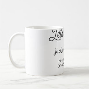 Mug Trinquons à la fête de fiançailles nom date élégan