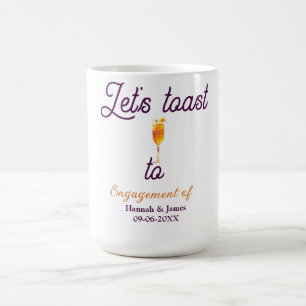 Mug Trinquons à nom de la fête de fiançailles date ver