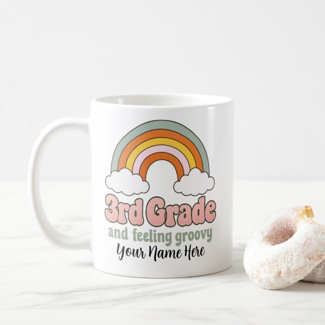 Mug Trio de 3e Boho Arc-en-ciel Groovy Rétro (Avec donut)