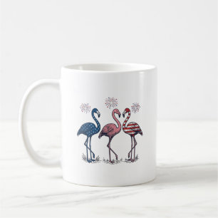 Mug Trio de flamants patriotiques dessin de gravure vi