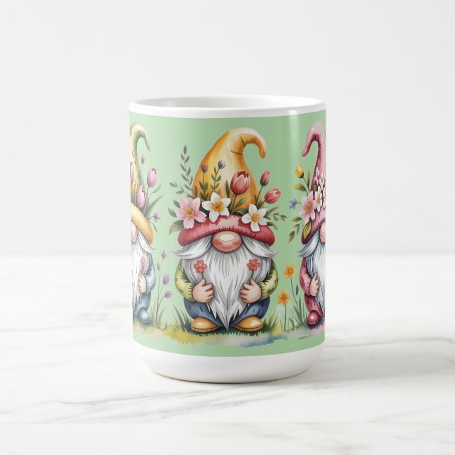 Mug Trio de gnomes de printemps à l'aquarelle avec cha (Centre)