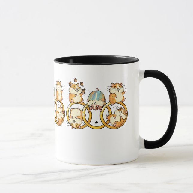 Mug Trio de hamsters mignons sur des anneaux - Art de  (Droite)