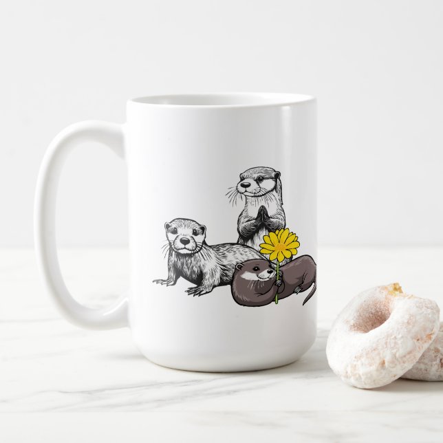 Mug Trio de loutres mignonnes (Avec donut)