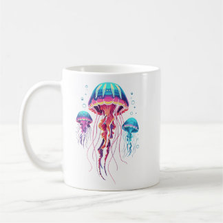 Mug Trio de Méduses Bioluminescentes Néon Esthétique
