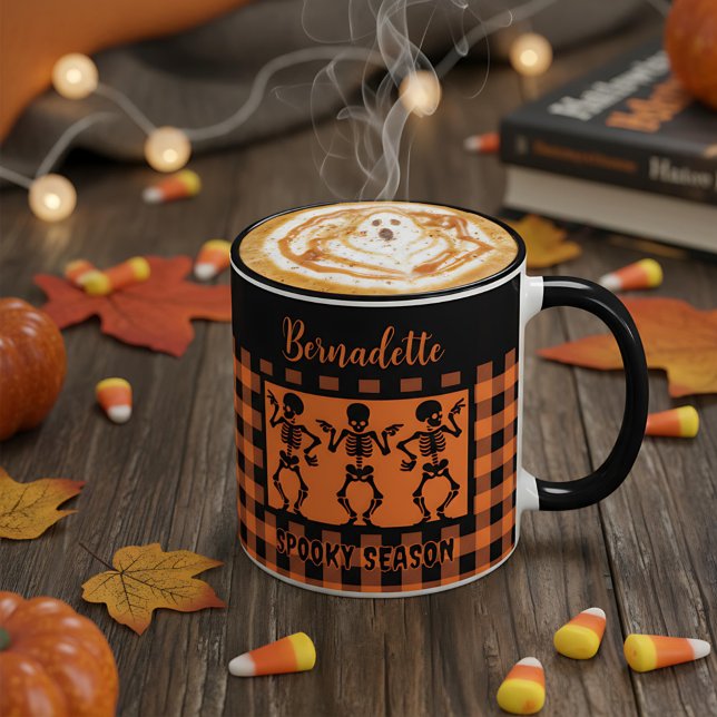 Mug Trio de squelettes de la saison effrayante carreau (Créateur téléchargé)