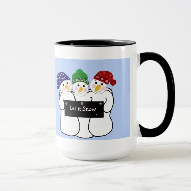 Mug Trio des Snowmen avec signe de neige (Droite)