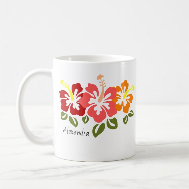 Mug Trio Hibiscus coloré Personnalisé (Gauche)
