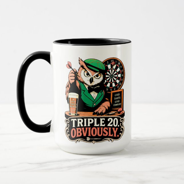 Mug Triple 20 Pub Fléchettes Hibou (Gauche)