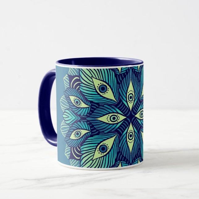 Mug Trippy Psychedelic Eyes Floral Surreal Art (Devant gauche)